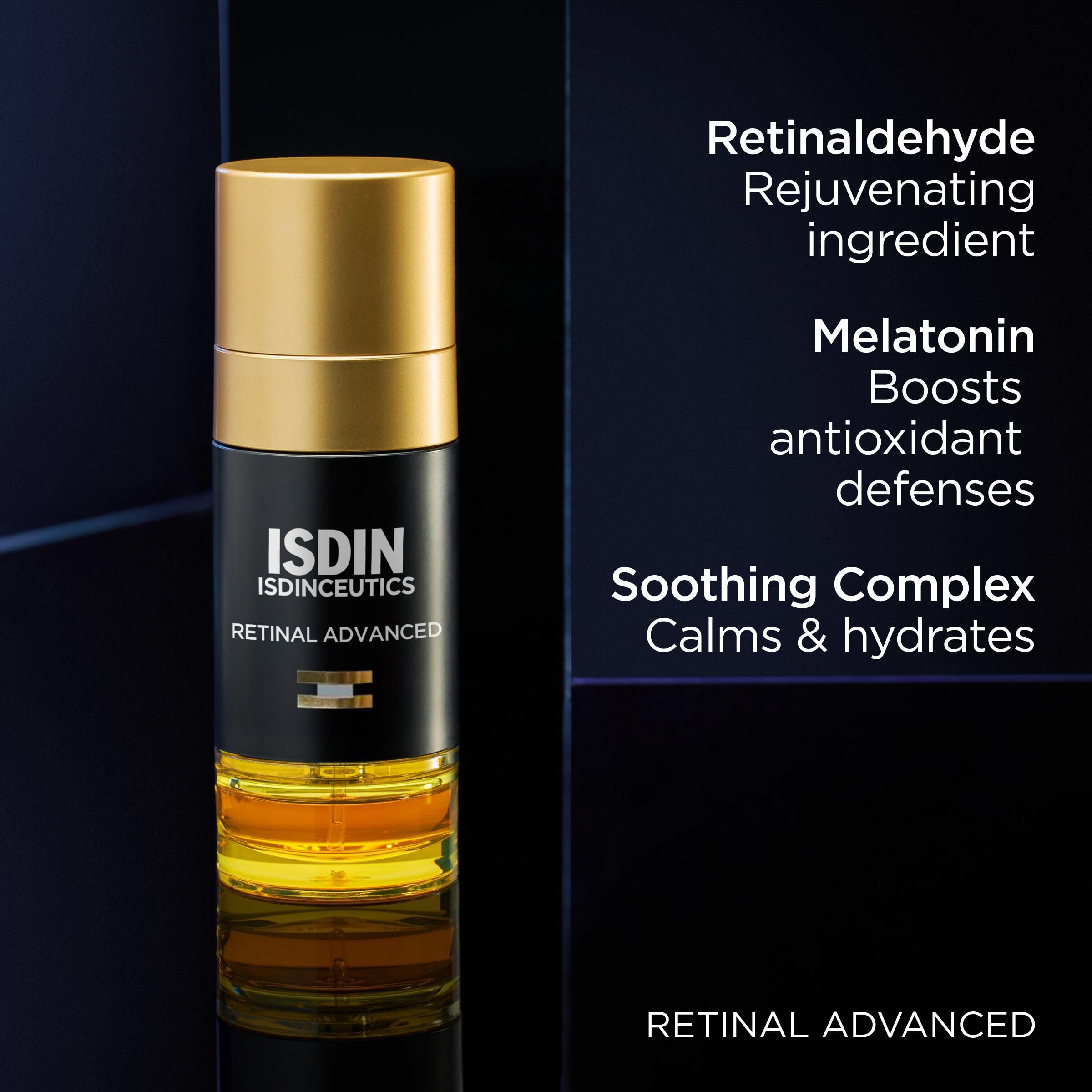 ISDIN serum on bathroom counter as part of evening skincare routine lifestyle image