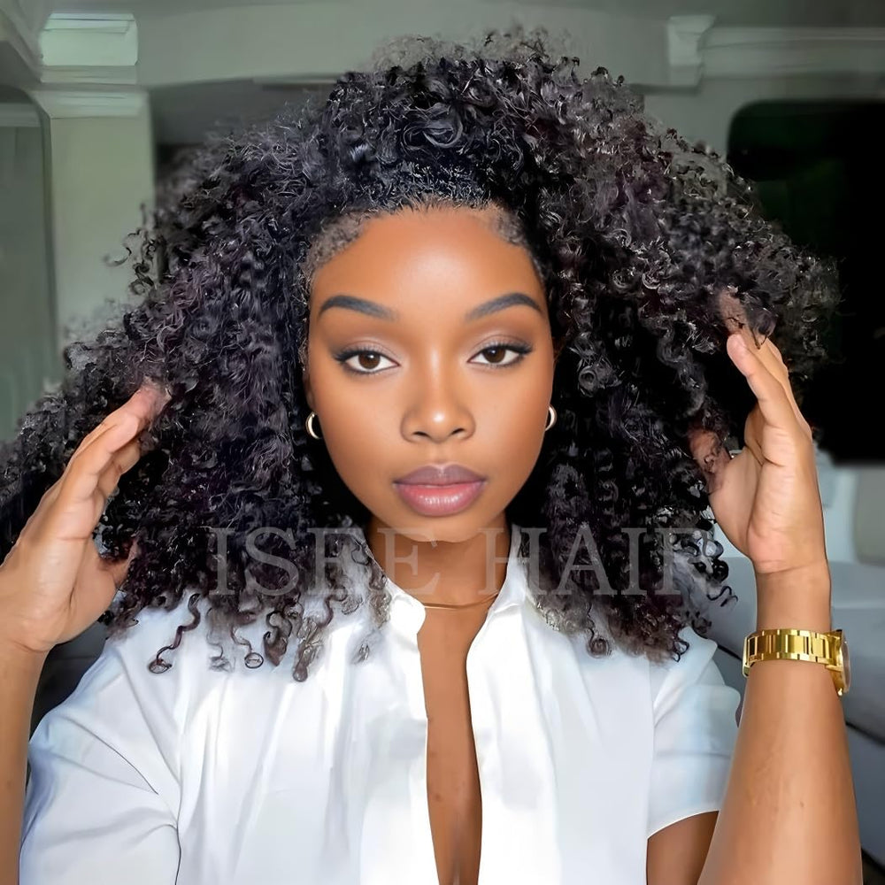 ISEE close-up kinky curly texture highlighting soft bounce and realistic look