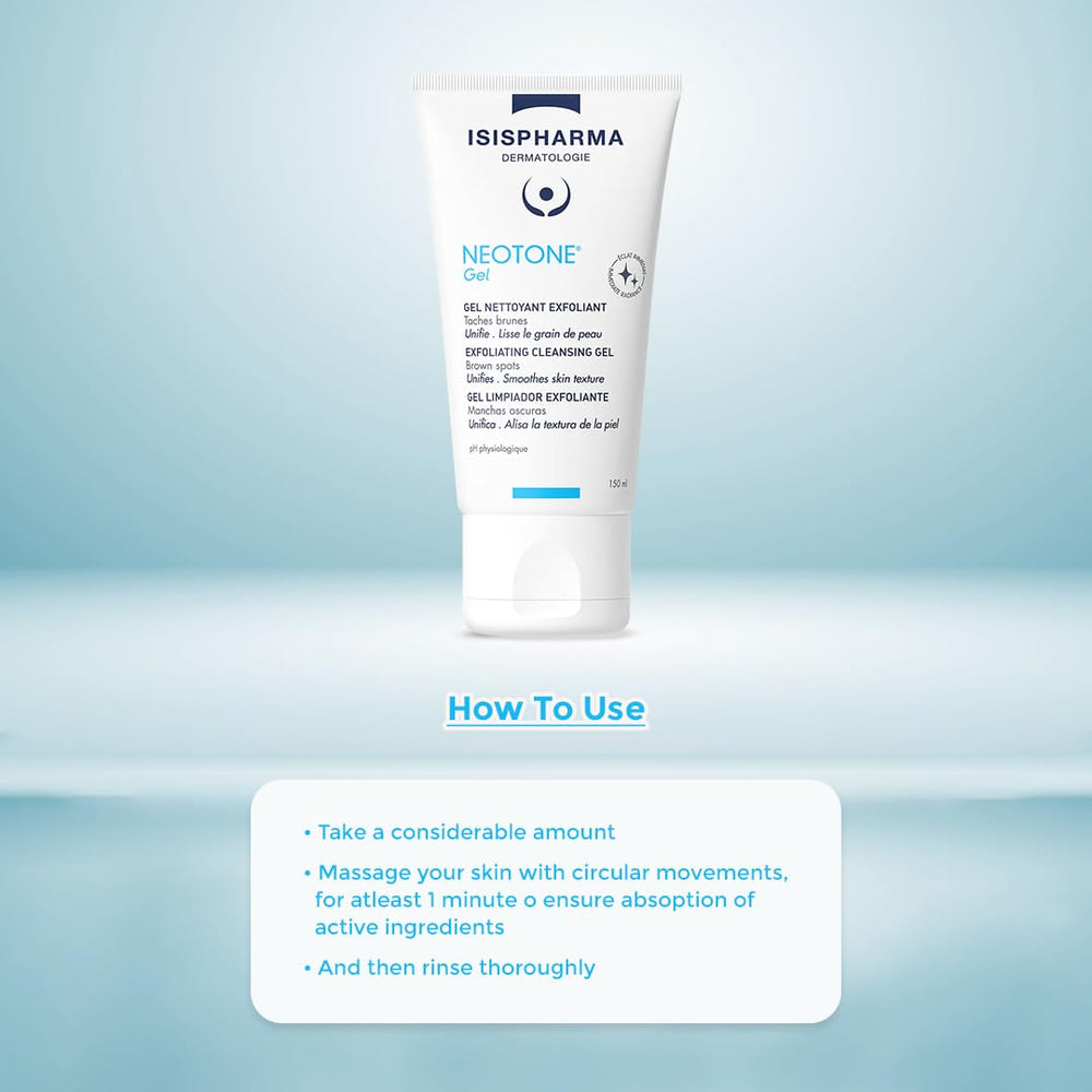IsisPharma Neotone gel in skincare routine lifestyle scene used in morning regimen for brighter skin
