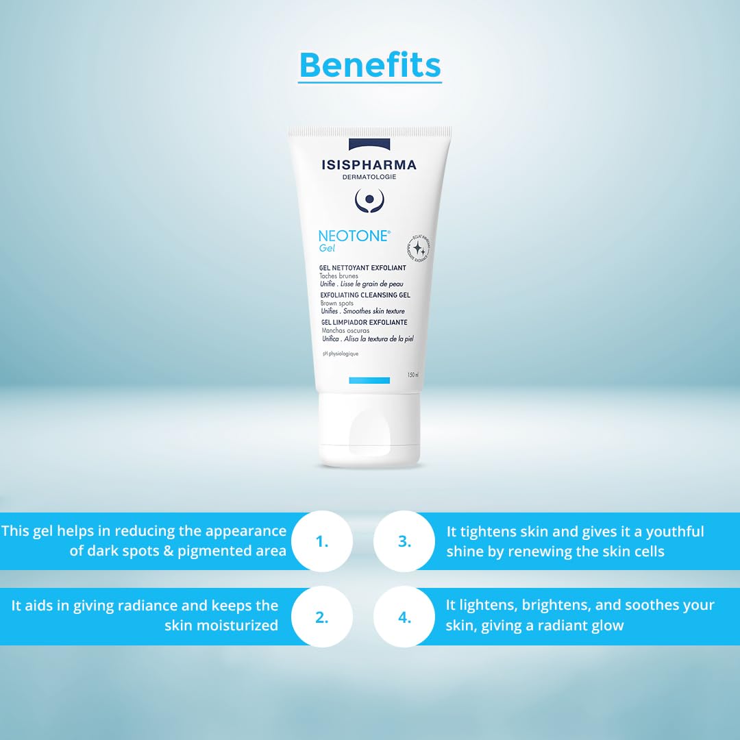 IsisPharma Neotone gel texture close-up illustrating gentle exfoliating beads and smooth consistency