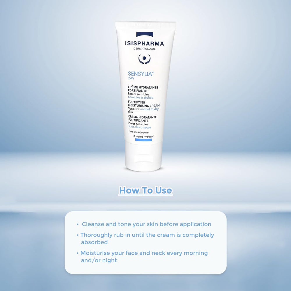 IsisPharma Sensylia applied on hand demonstrating hydration effect and comfortable, non-greasy finish