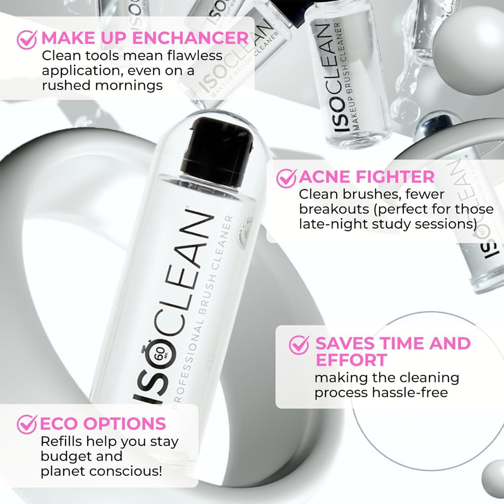Isoclean bottle beside measuring scale illustrating the 9 fl oz size benefit