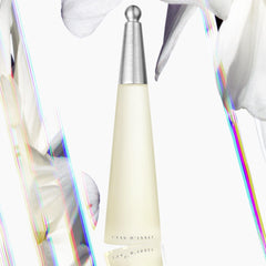 Issey Miyake body lotion staged in bathroom conveying daily routine benefits