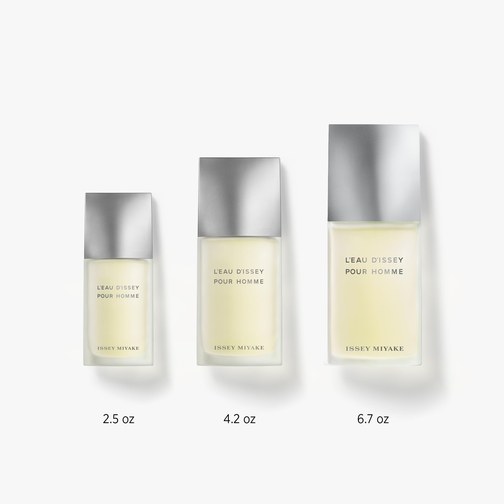 Issey Miyake 6.7 oz bottle beside a ruler for size and travel-friendly scale
