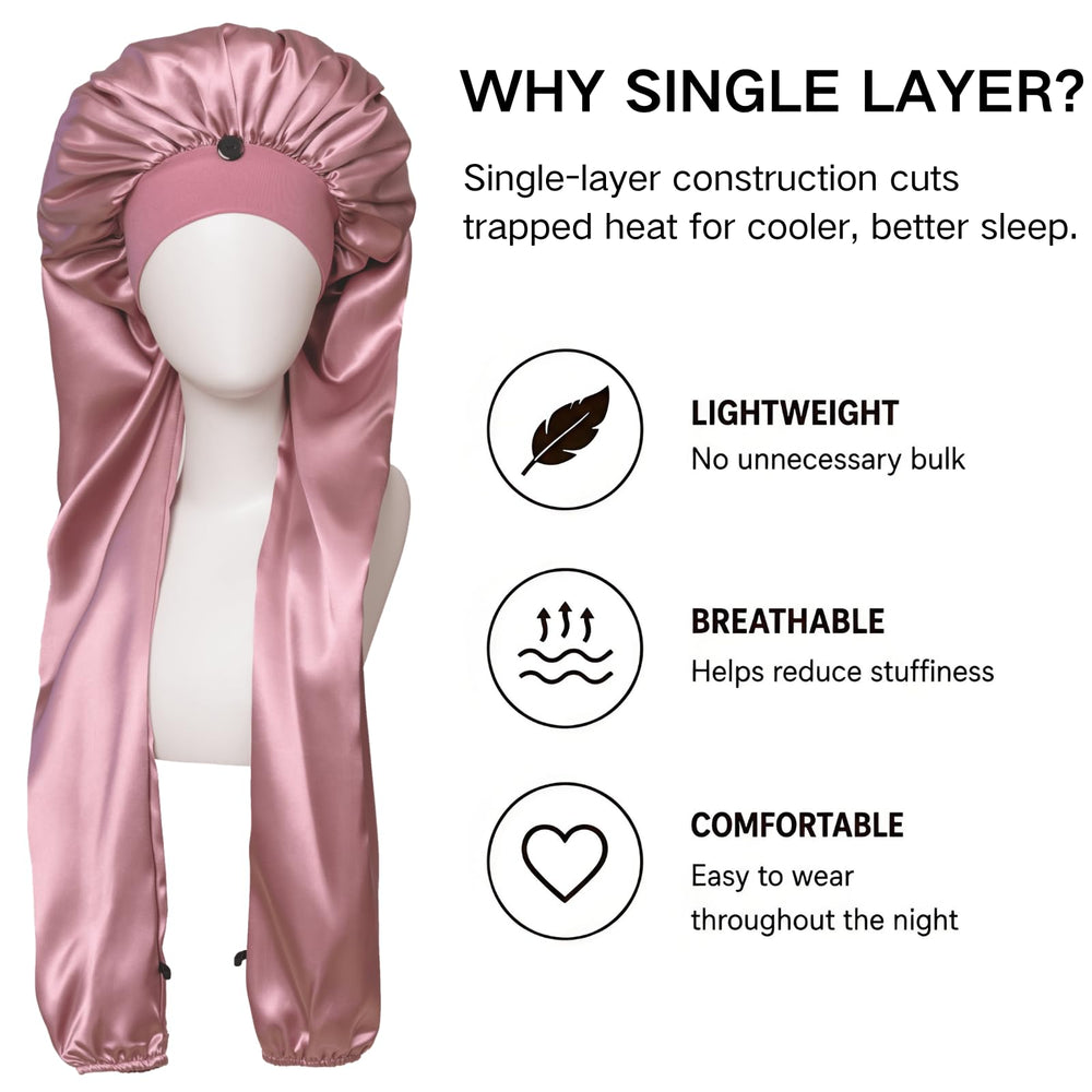 Isshin Beauty bonnet worn while sleeping keeping hair covered and frizz-free