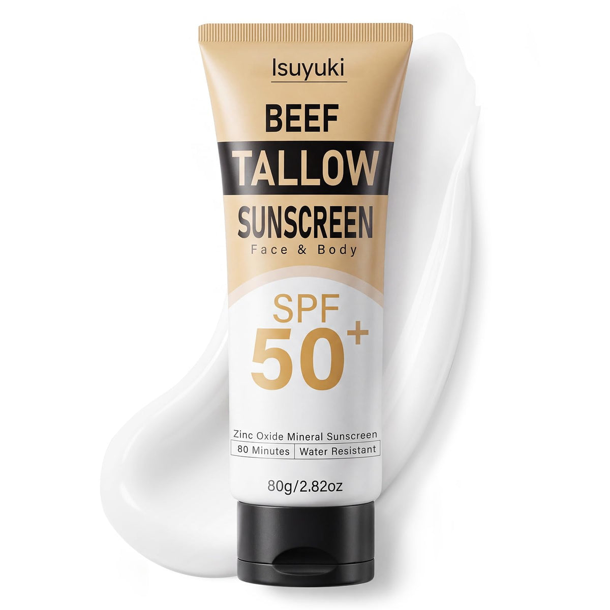 Isuyuki front packaging showing SPF 50 and 80g capacity for easy travel