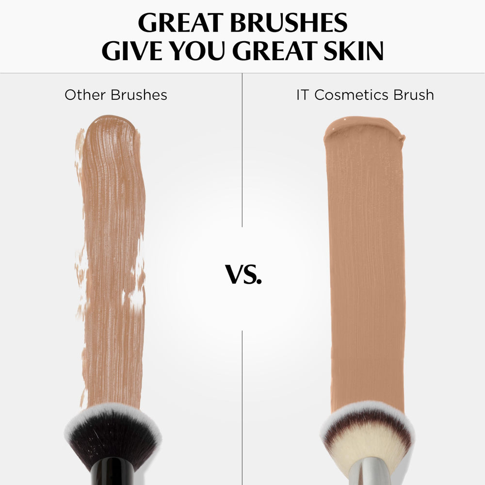 IT Cosmetics brush applying concealer under eye demonstrating accuracy and seamless blending