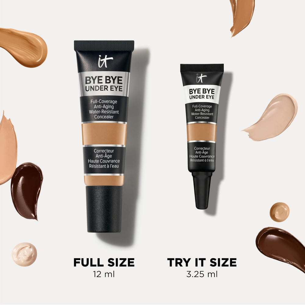 IT Cosmetics concealer inside a makeup bag for travel-ready, long-lasting touch-ups