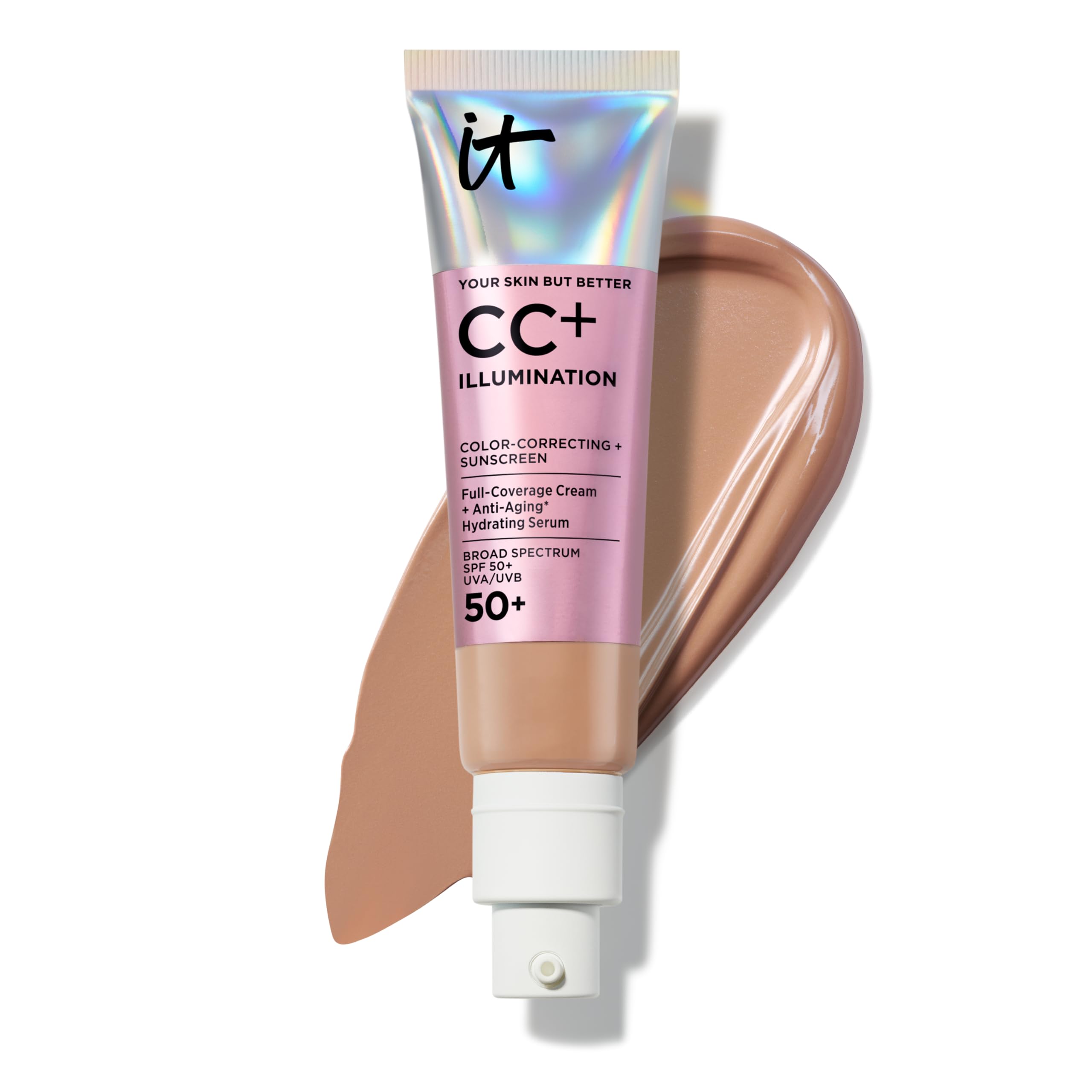 IT Cosmetics front packaging showing pump bottle and branding for easy identification