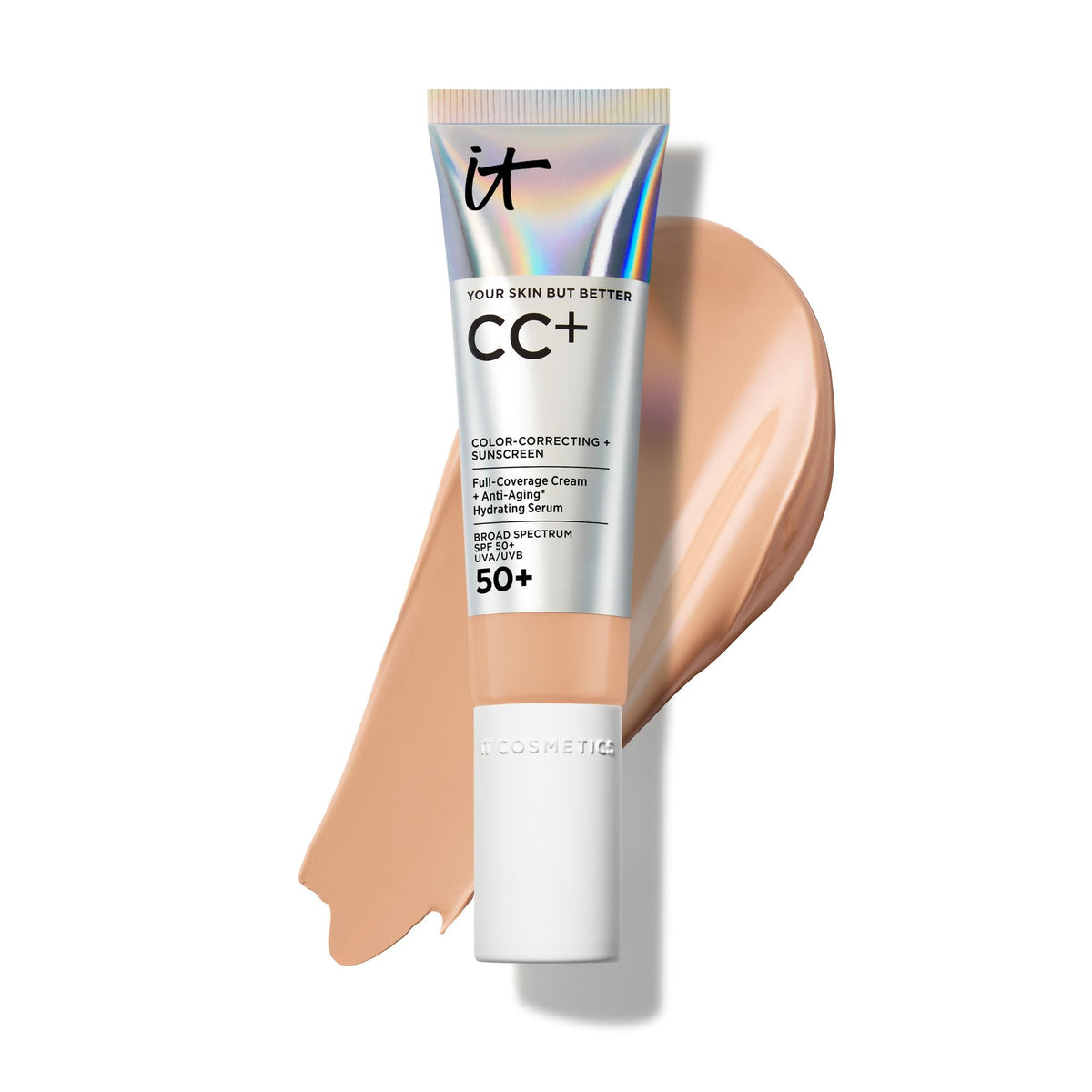 IT Cosmetics front packaging showing pump and neutral medium shade for easy selection