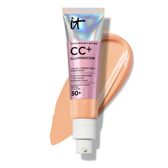 IT Cosmetics front packaging showing pump and shade Medium Tan for easy selection