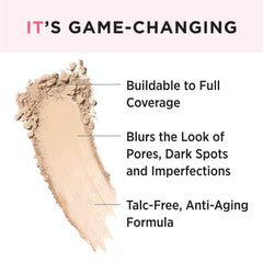 IT Cosmetics powder texture close-up displaying fine, talc-free blend