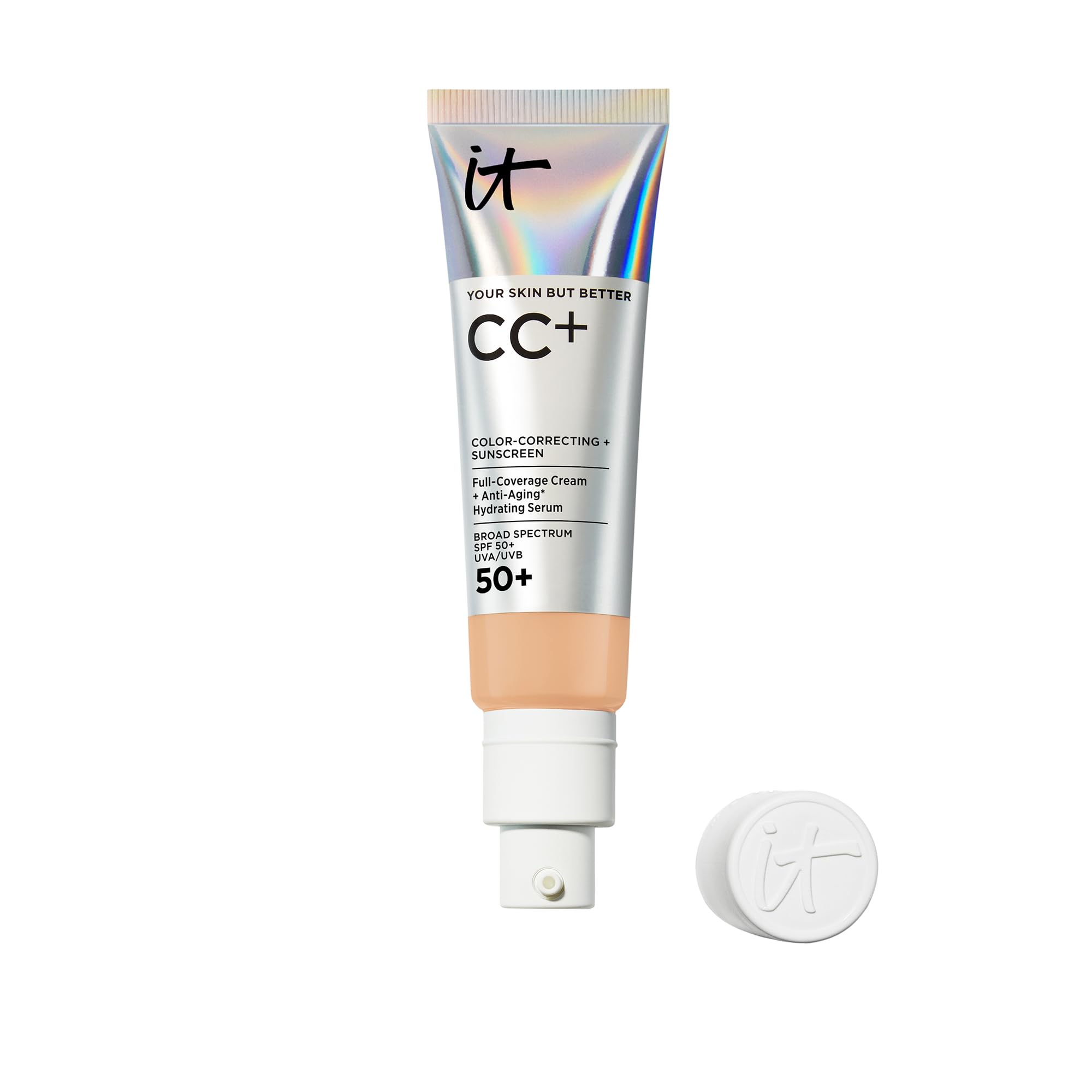 IT Cosmetics CC+ Cream front packaging showing product and shade for easy selection