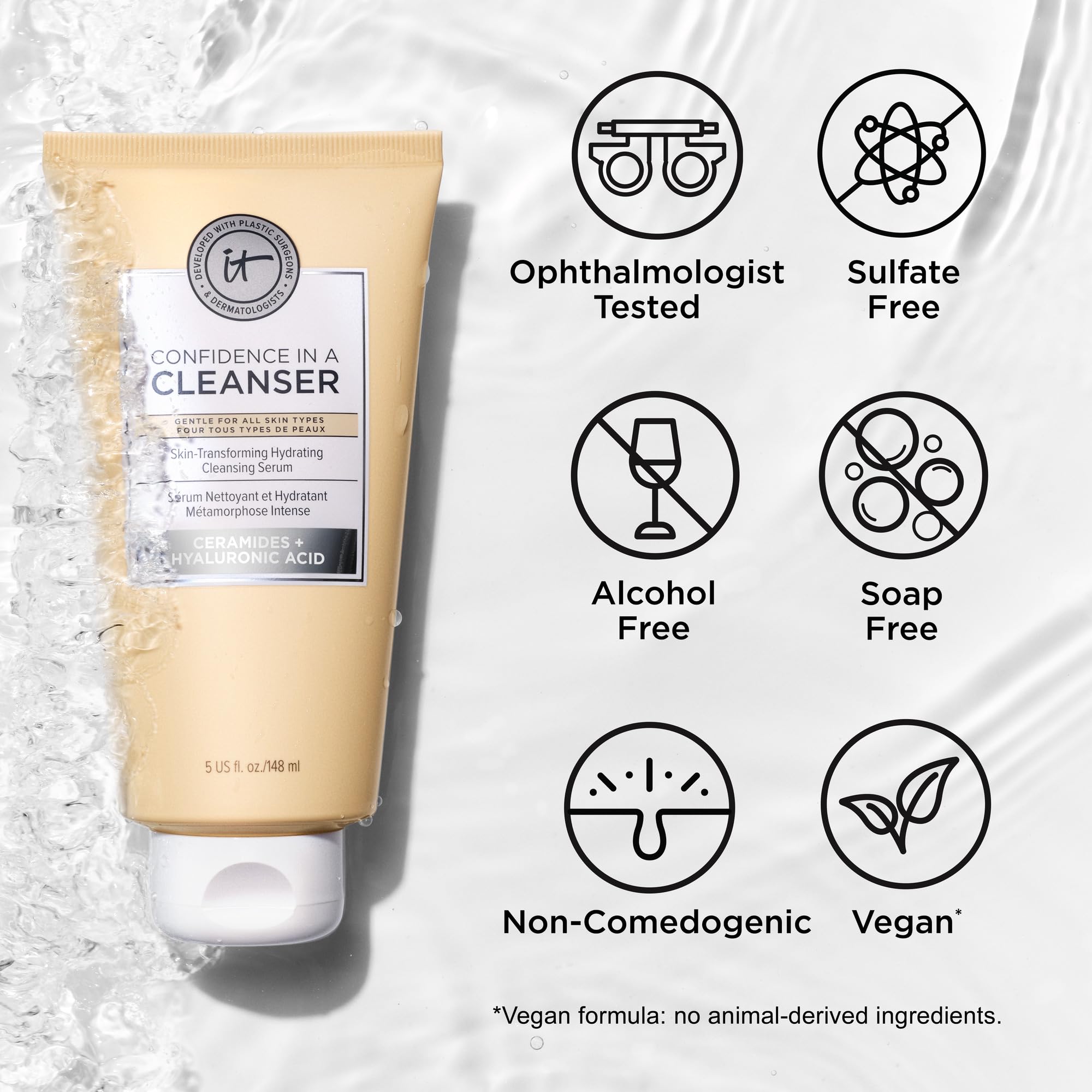 IT Cosmetics cleanser displayed with other IT products to illustrate routine compatibility