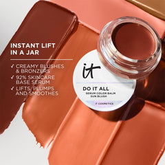 IT Cosmetics cream on fingertip ready to apply for effortless natural color