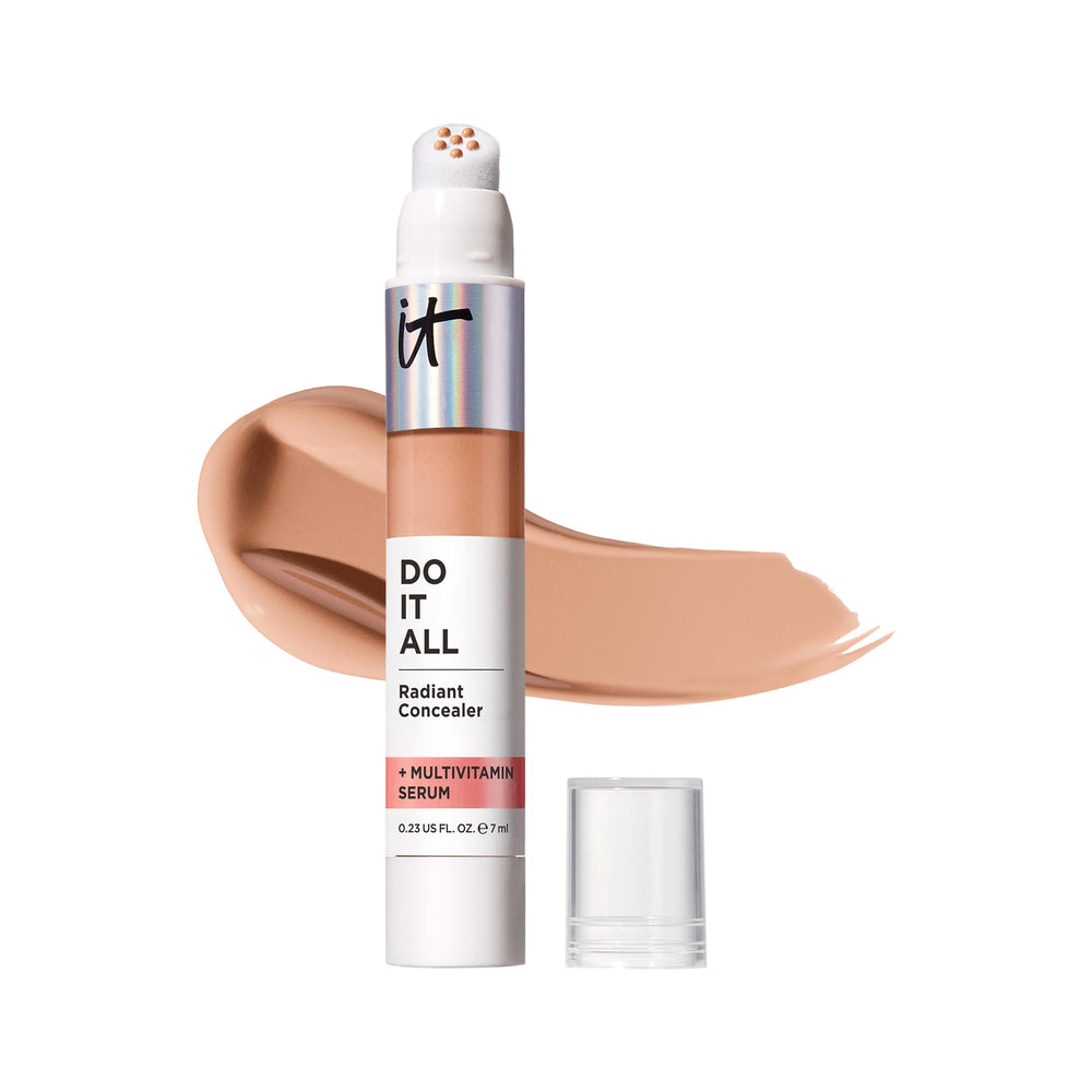 IT Cosmetics concealer front view showing sleek tube and shade 315 Medium Cool benefit: travel-ready