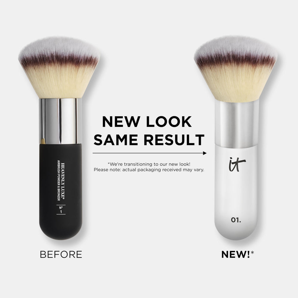 IT Cosmetics bristles close-up displaying plush synthetic fibers for smooth powder blending