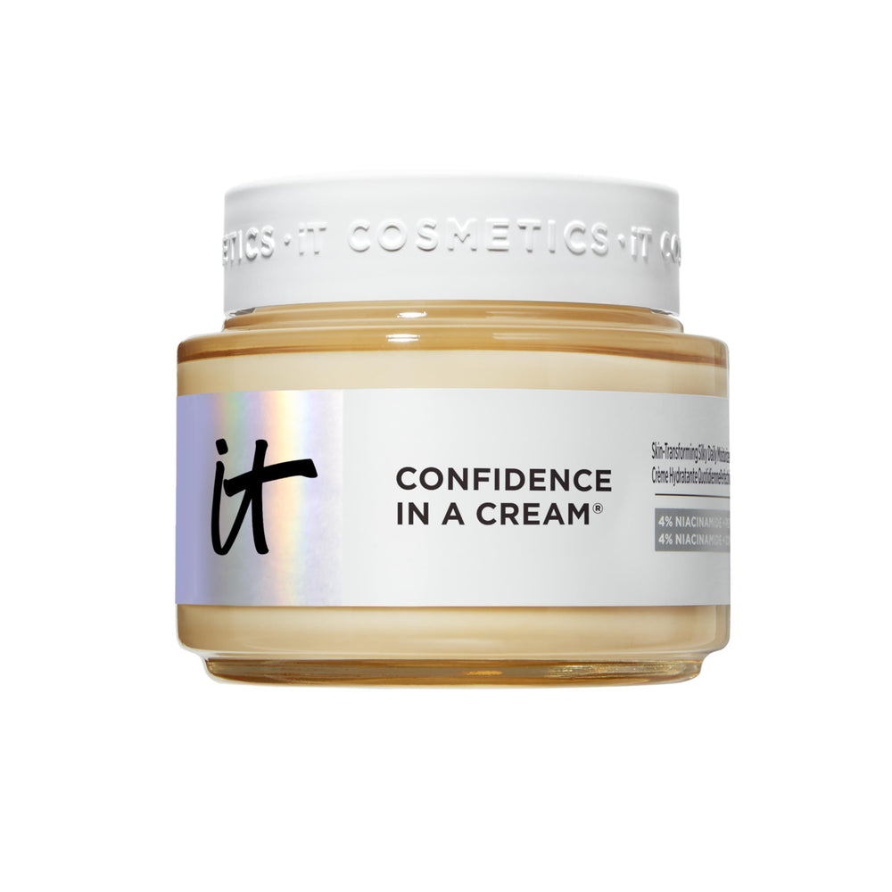 IT Cosmetics jumbo jar front showing label and immediate hydration benefit