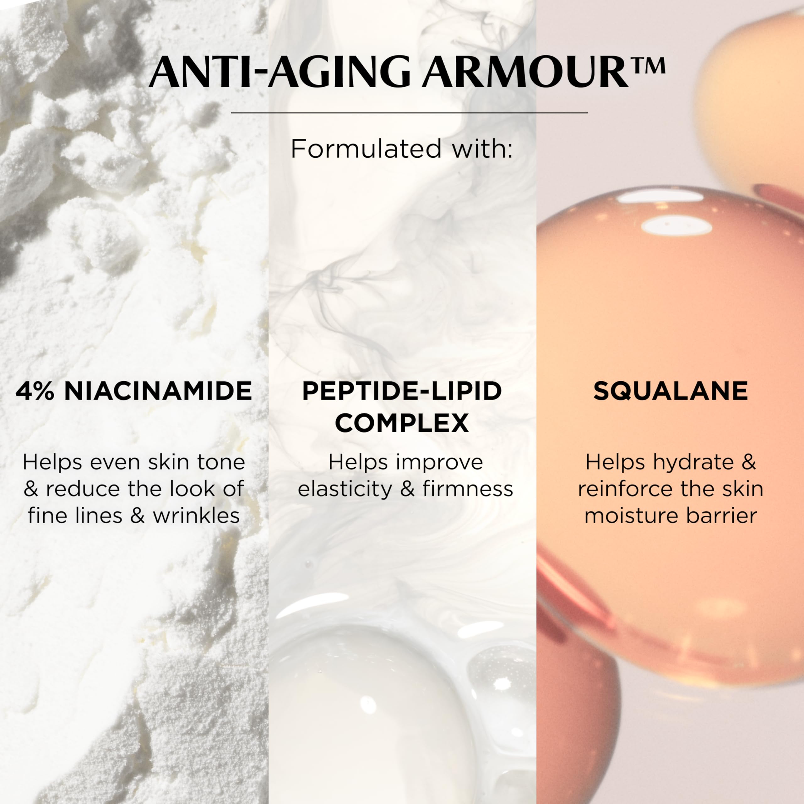 IT Cosmetics peptide-lipid complex graphic showing elasticity and firmness benefit