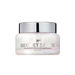 IT Cosmetics Secret Sauce front jar showing packaging and brand for shelf-ready radiance