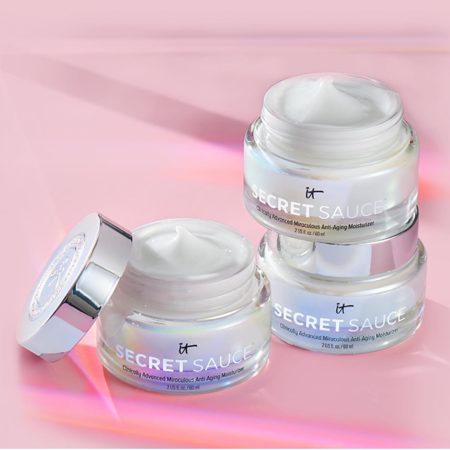 IT Cosmetics Secret Sauce on bathroom counter in routine setting promoting daily glow