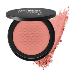 IT Cosmetics compact front view showing warm peach shade and compact design for easy touch-ups