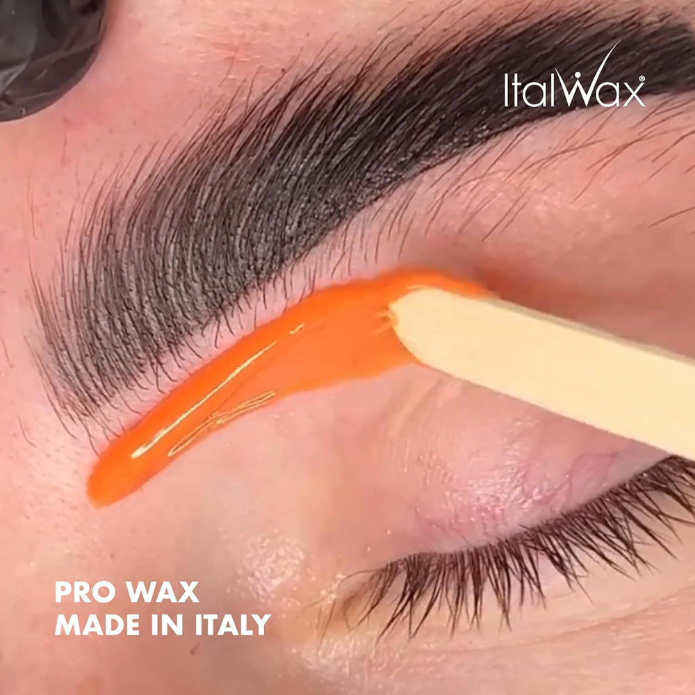 Italwax coral label detail showing unscented formulation and professional quality