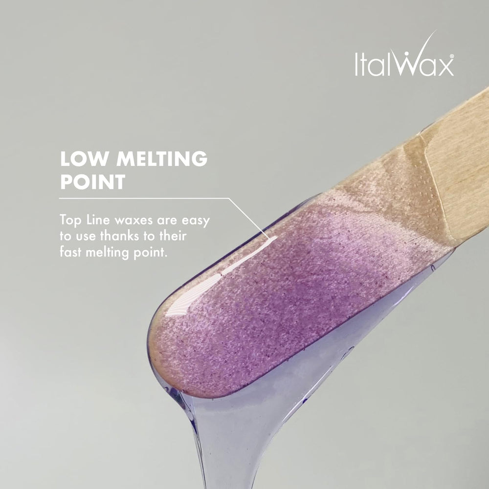 Melted Italwax beads in a warmer showing transparent jelly finish benefit