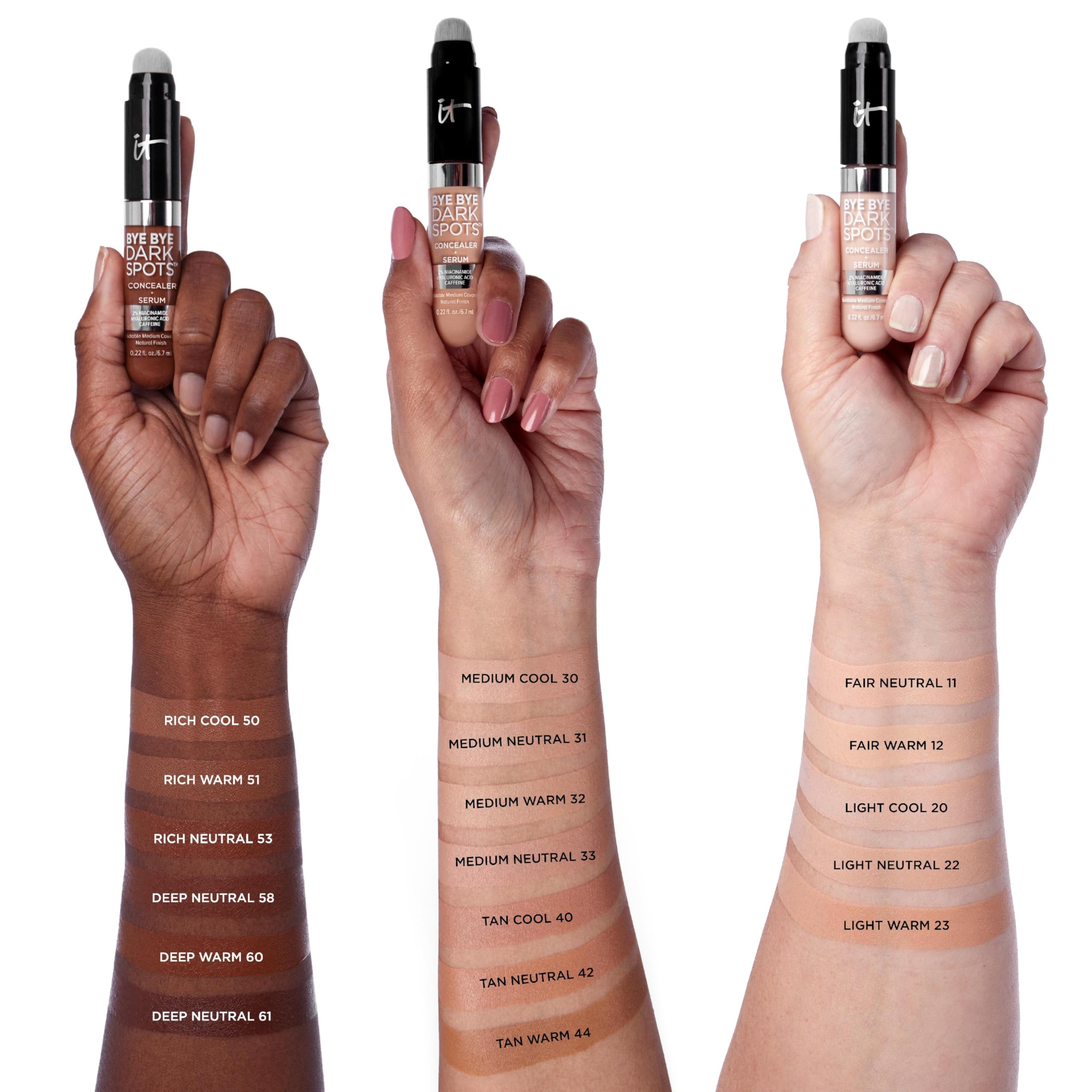 IT Cosmetics before and after spot treatment showing improved tone