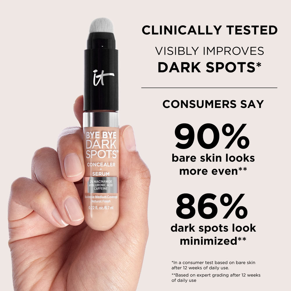IT Cosmetics product with cap removed to show applicator and convenience
