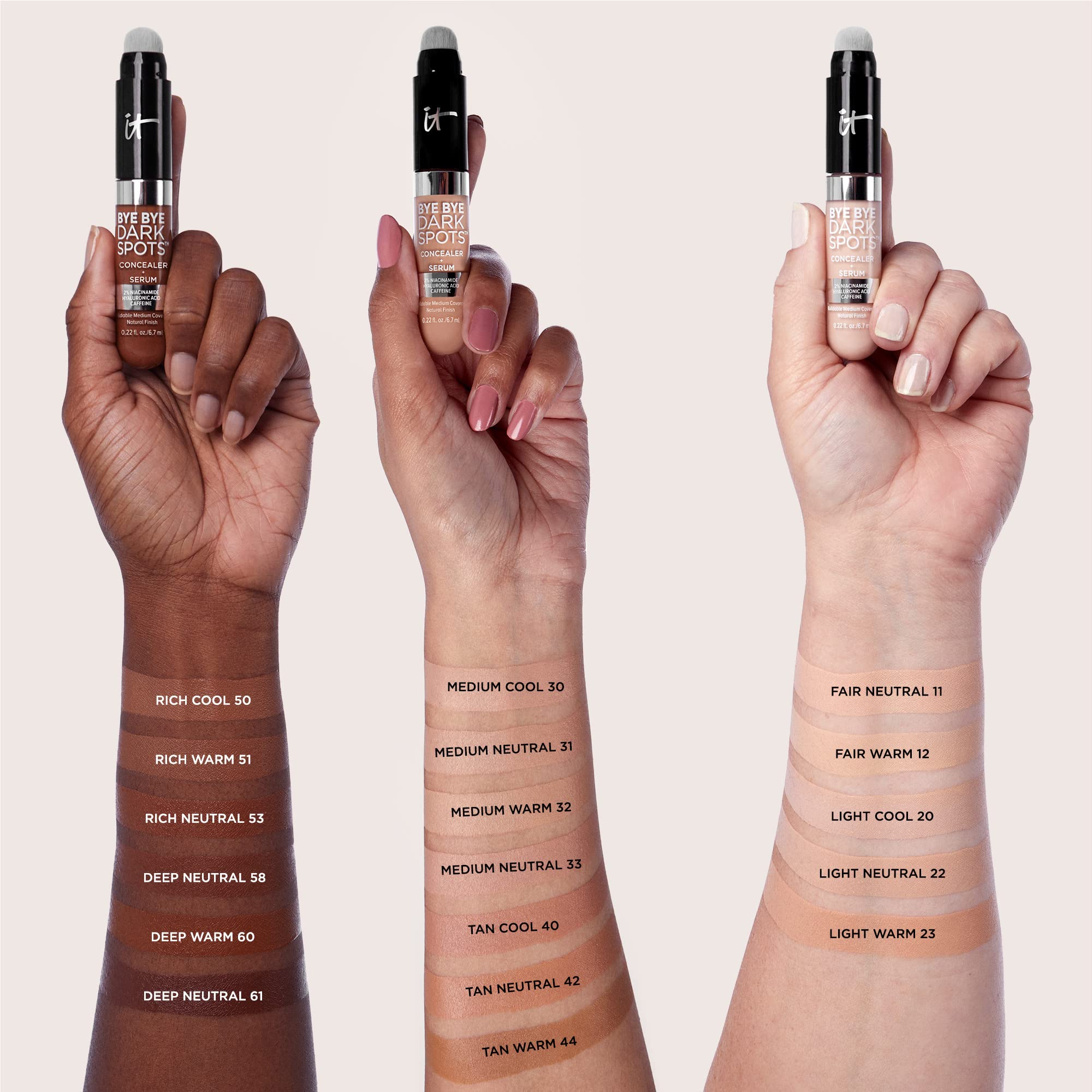IT Cosmetics concealer texture swatches showing blendable finish benefit