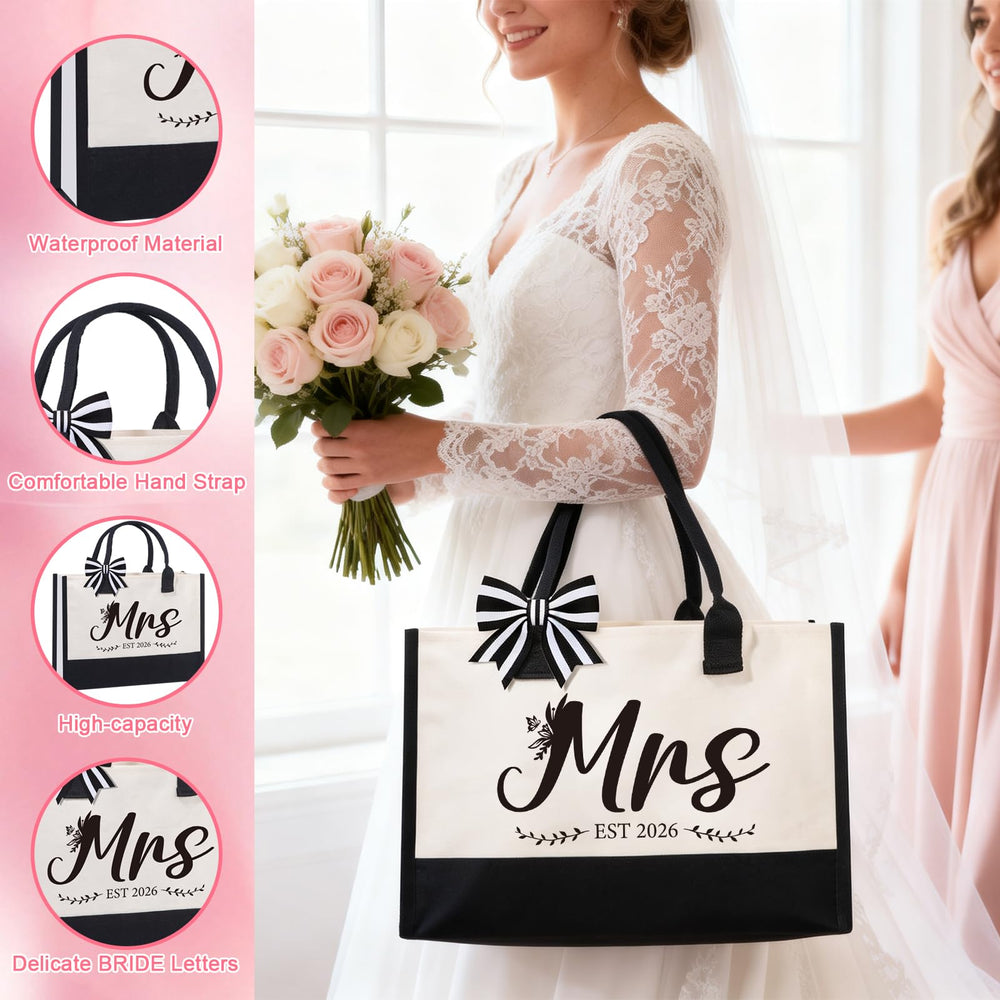 Ithmahco Mrs tote bag styled with planner showing roomy carrying convenience benefit