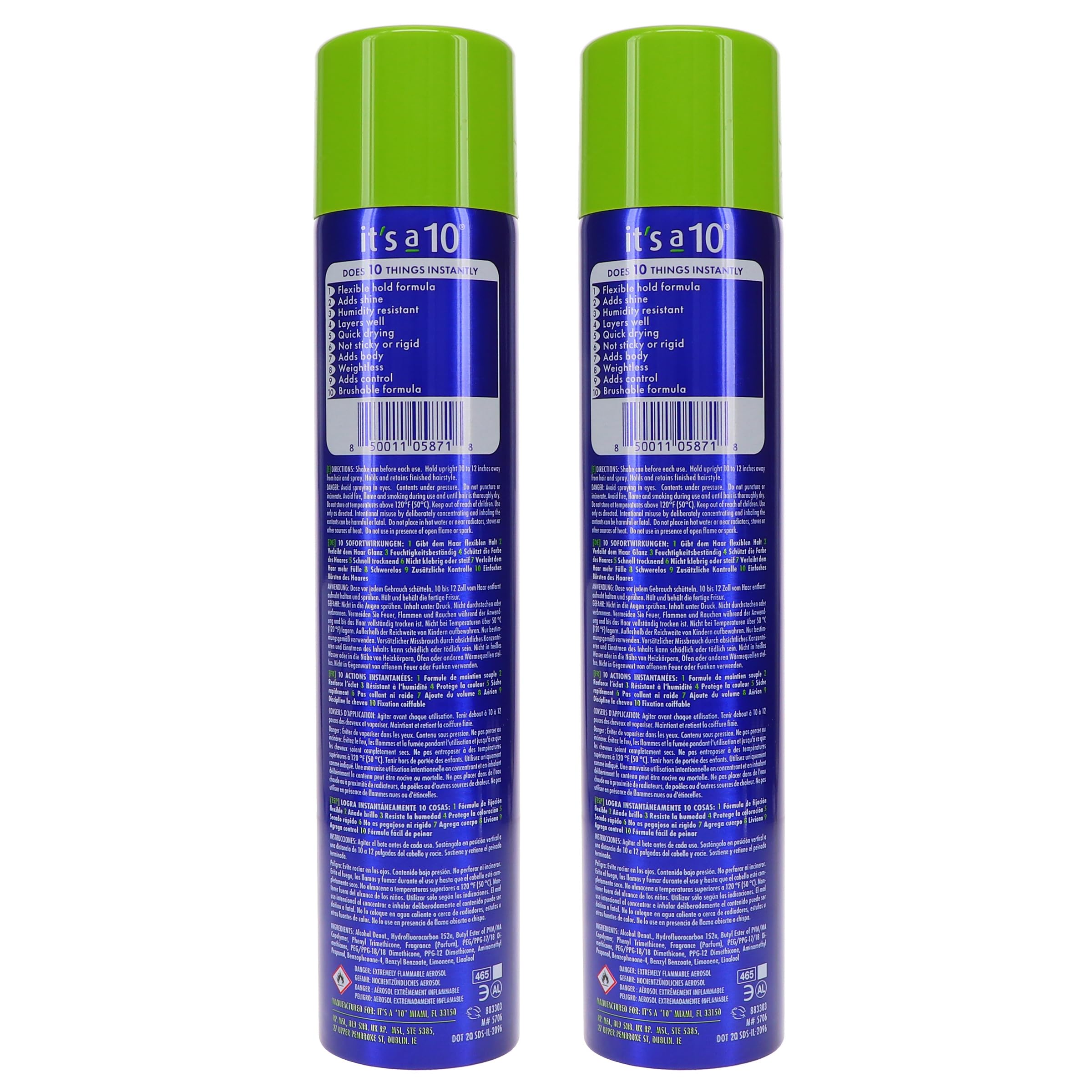 It's a 10 Haircare two cans side-by-side highlighting quantity and scale