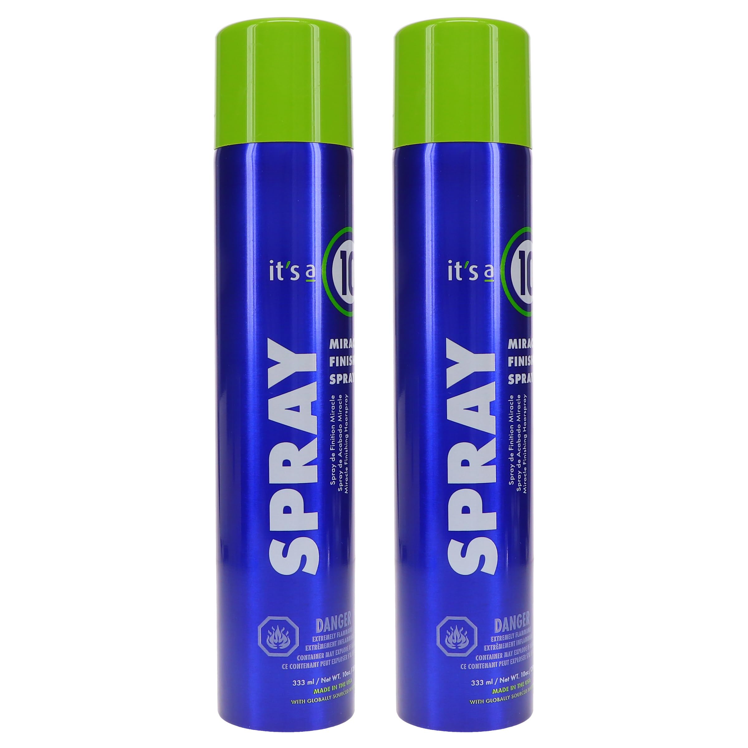 It's a 10 Haircare hand spraying hair to show easy at-home application benefit