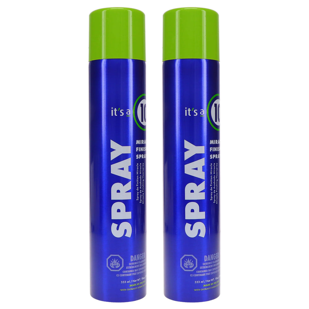 It's a 10 Haircare hand spraying hair to show easy at-home application benefit