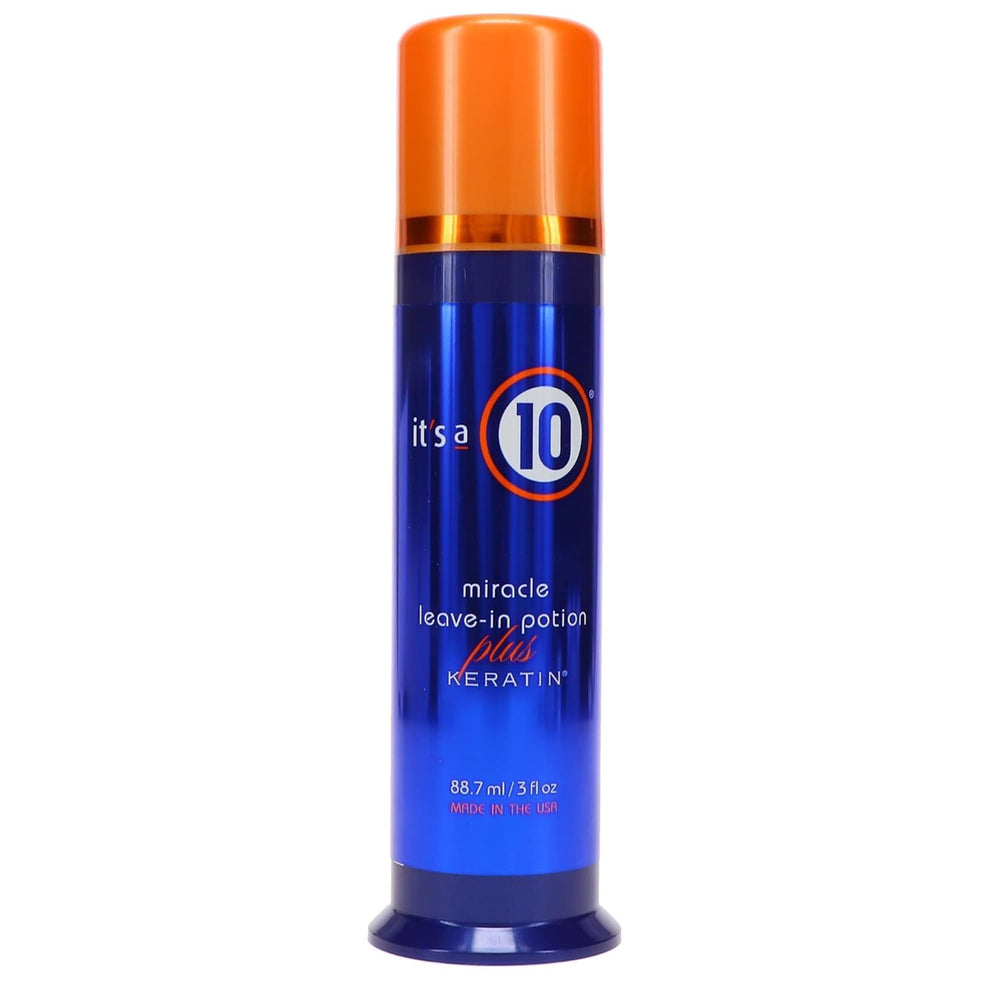 It's a 10 Haircare front bottle shot showing sleek packaging and travel-friendly size