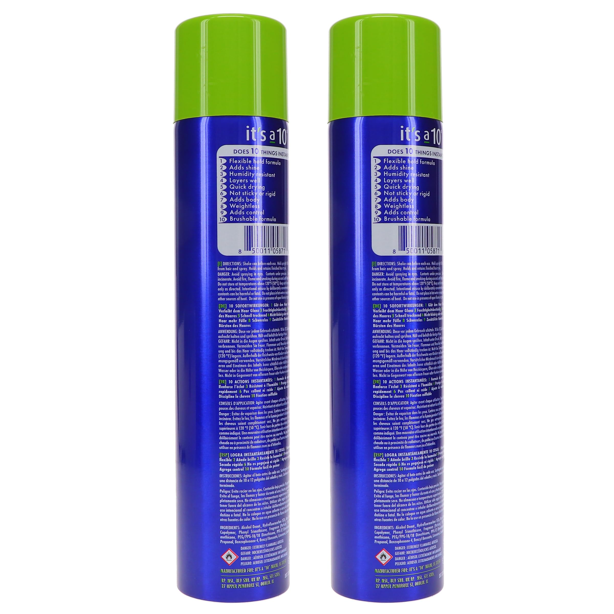 It's a 10 Haircare mist on hair showing quick-dry texture and natural movement