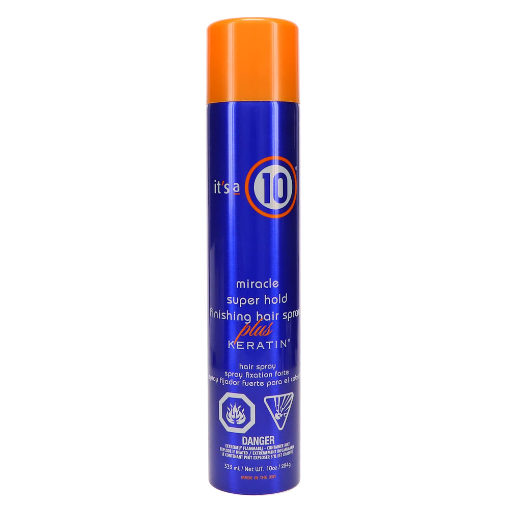 It's a 10 shiny finished hair after spray showing frizz control and gloss