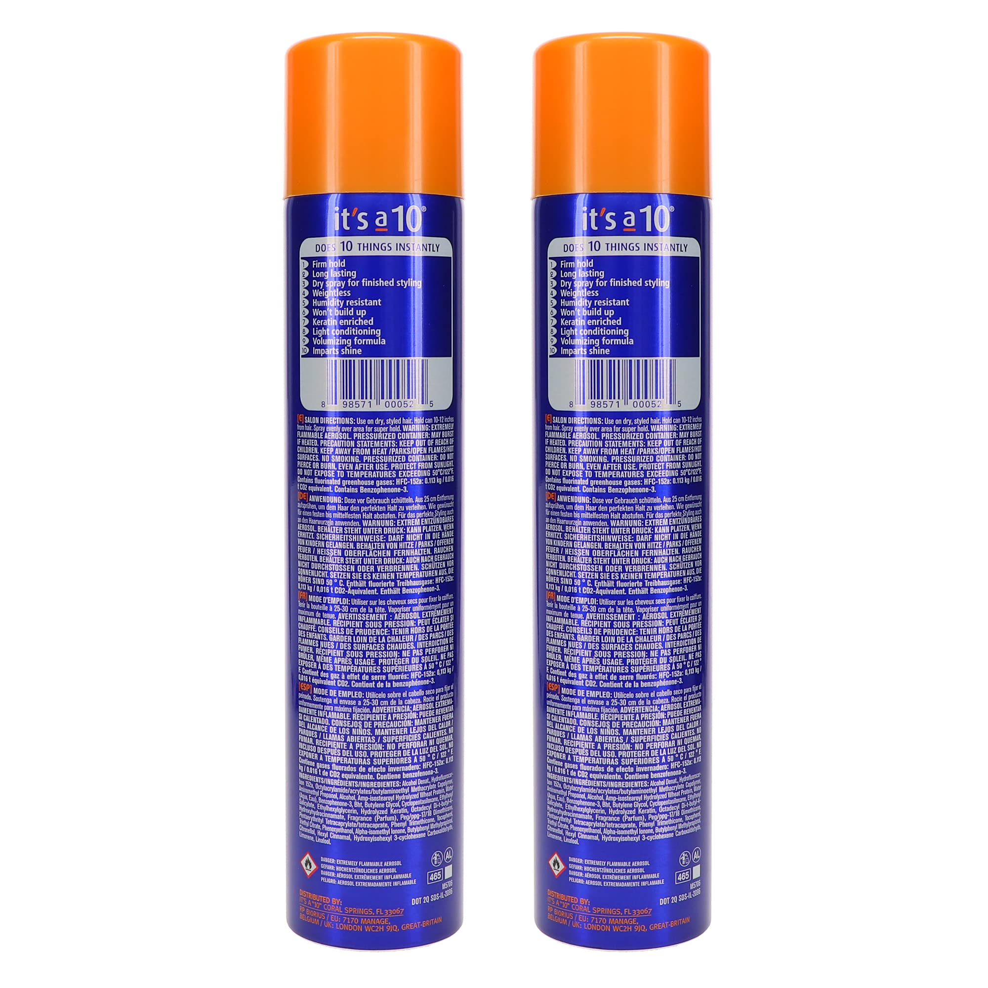 It's a 10 misting action over styled hair showing lightweight hold