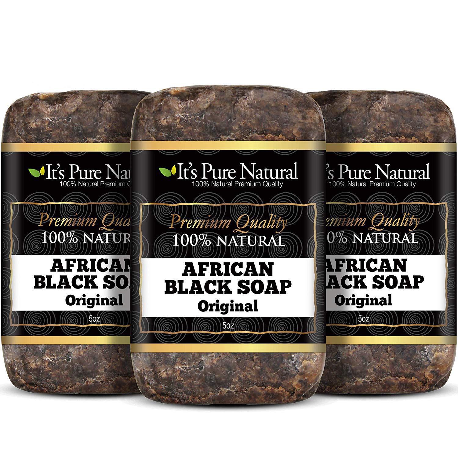 It's Pure Natural front packaging showcasing three soap bars and origin benefits