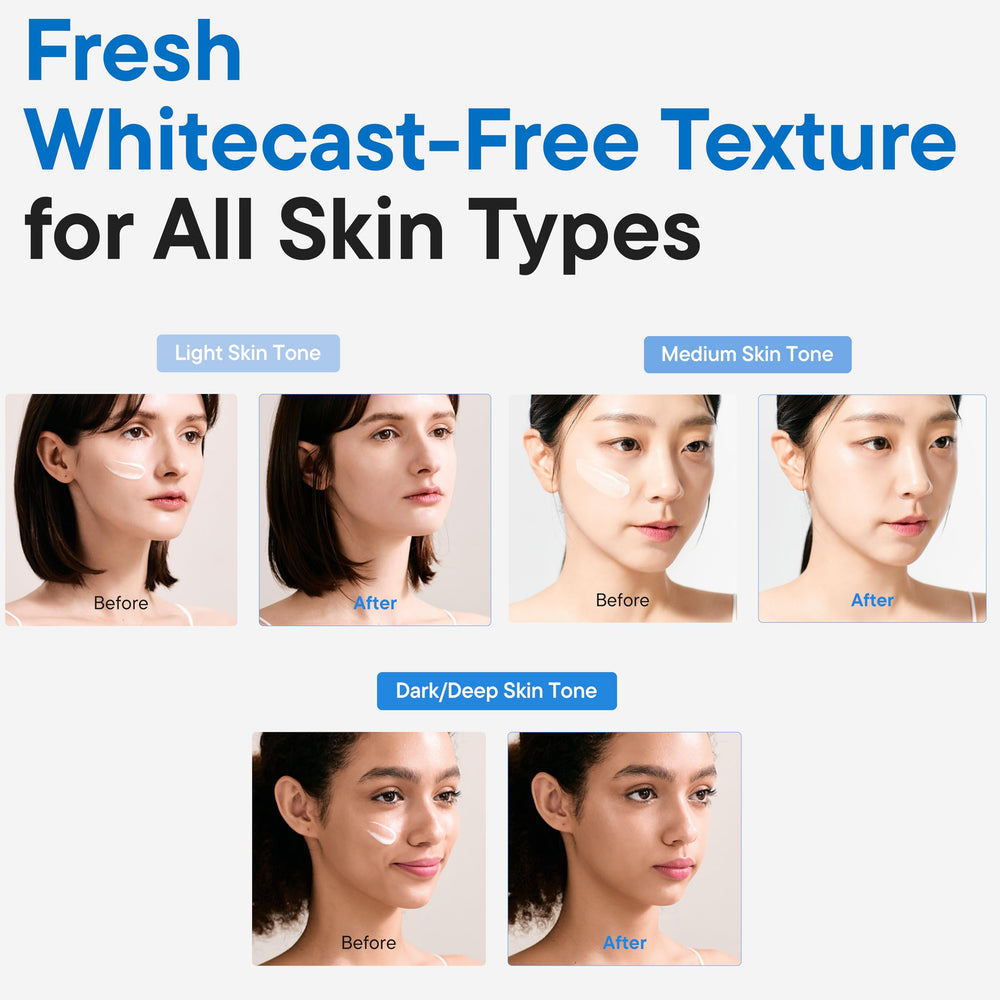 IUNIK sunscreen applied on hand demonstrating quick-absorbing matte benefit