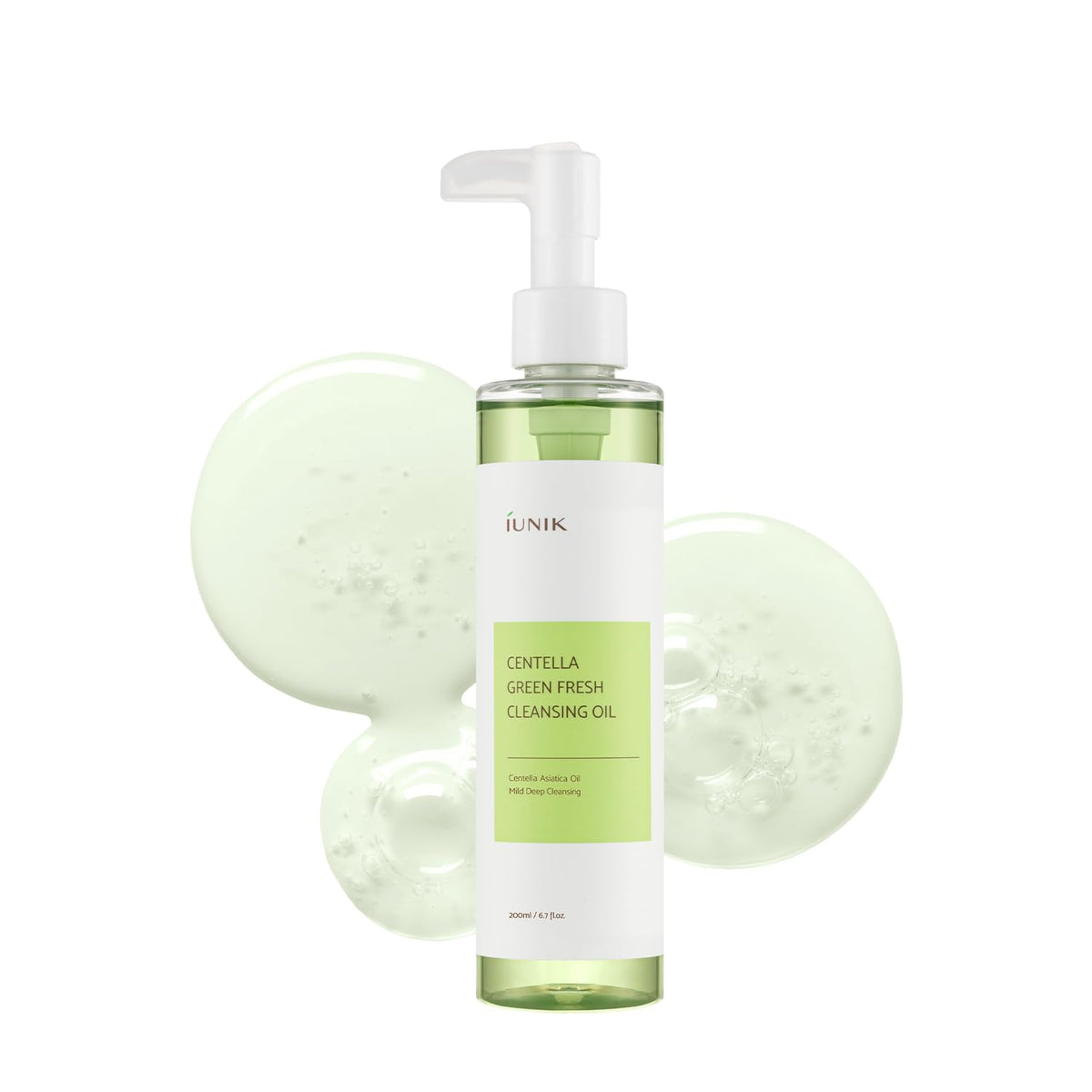IUNIK Centella cleansing oil front bottle showing packaging and size benefit