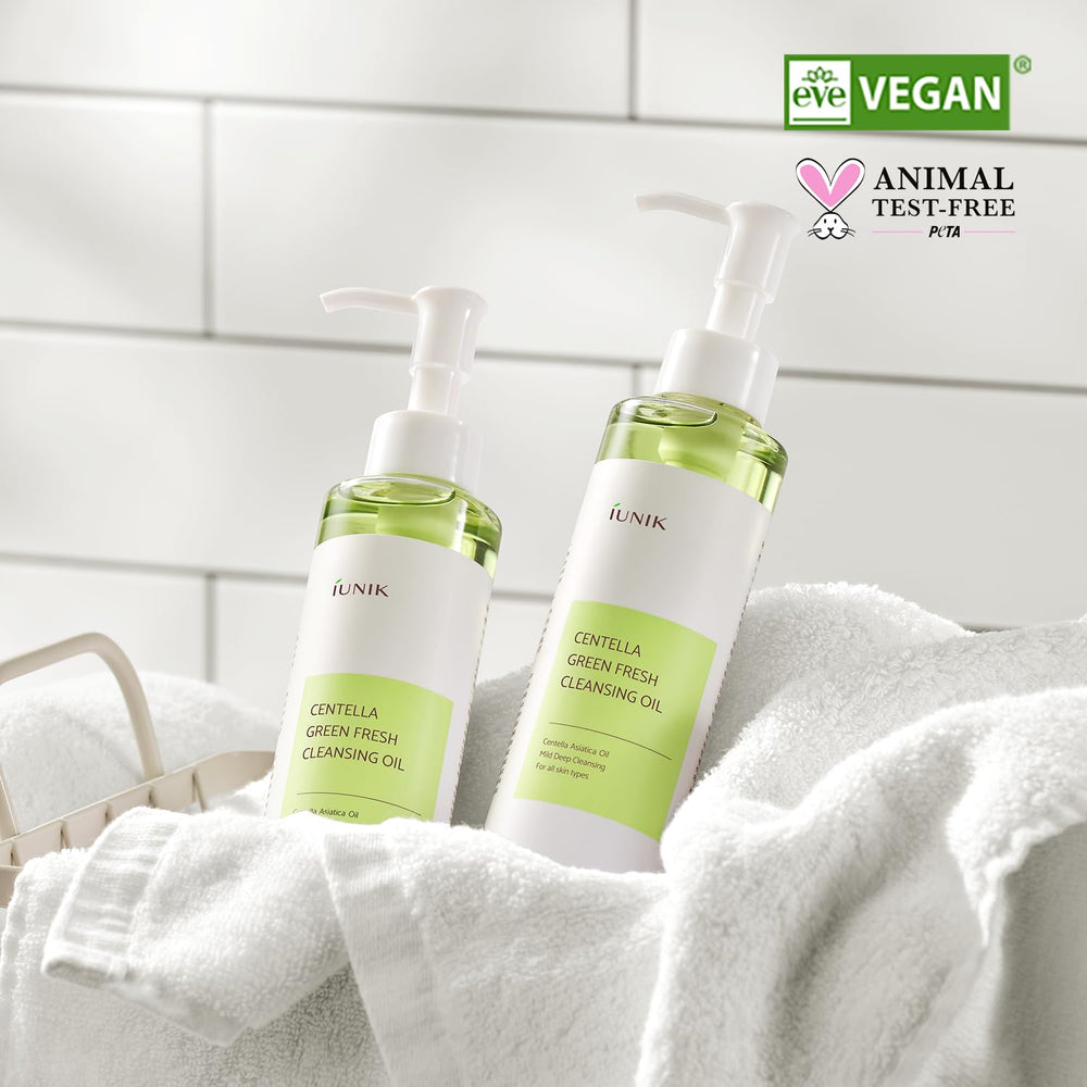 IUNIK Centella cleansing oil label detail showing plant-based ingredient clarity