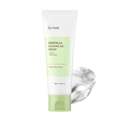 IUNIK jar front view showing Centella Calming Gel Cream and clear labeling for quick identification