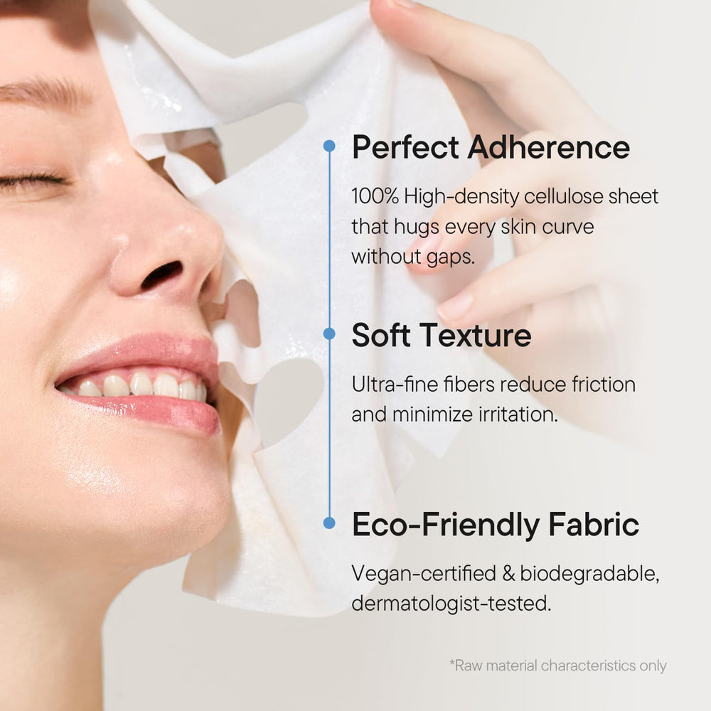 IUNIK cellulose sheet texture detail for snug fit and serum transfer