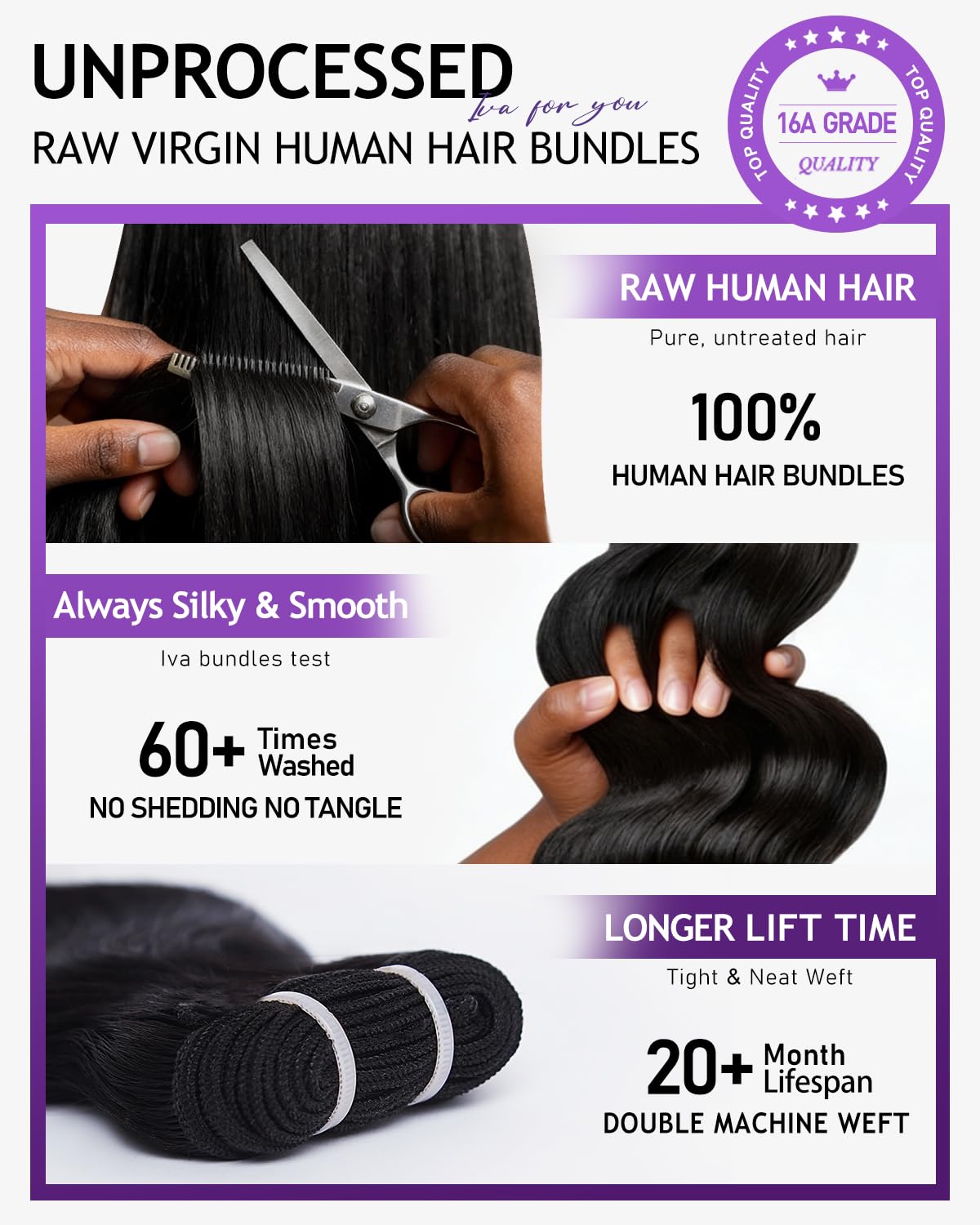 IVA body wave texture close-up showing natural bounce and softness