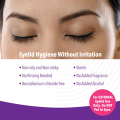 iVIZIA being applied with cotton pad demonstrating quick eyelid cleaning