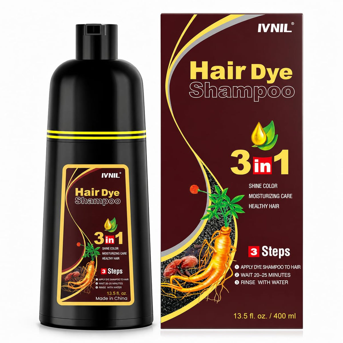 Ivnil front packaging showing product and clear dark brown result