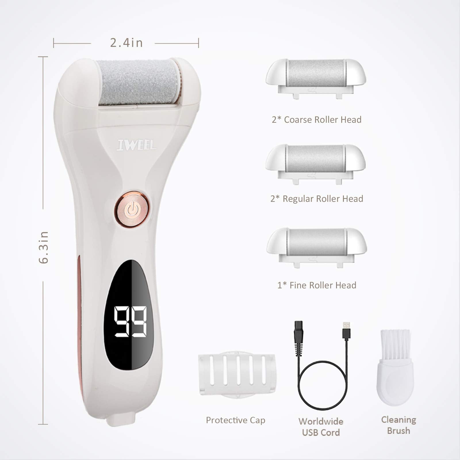 IWEEL coarse roller close-up highlighting abrasive texture for efficient callus removal