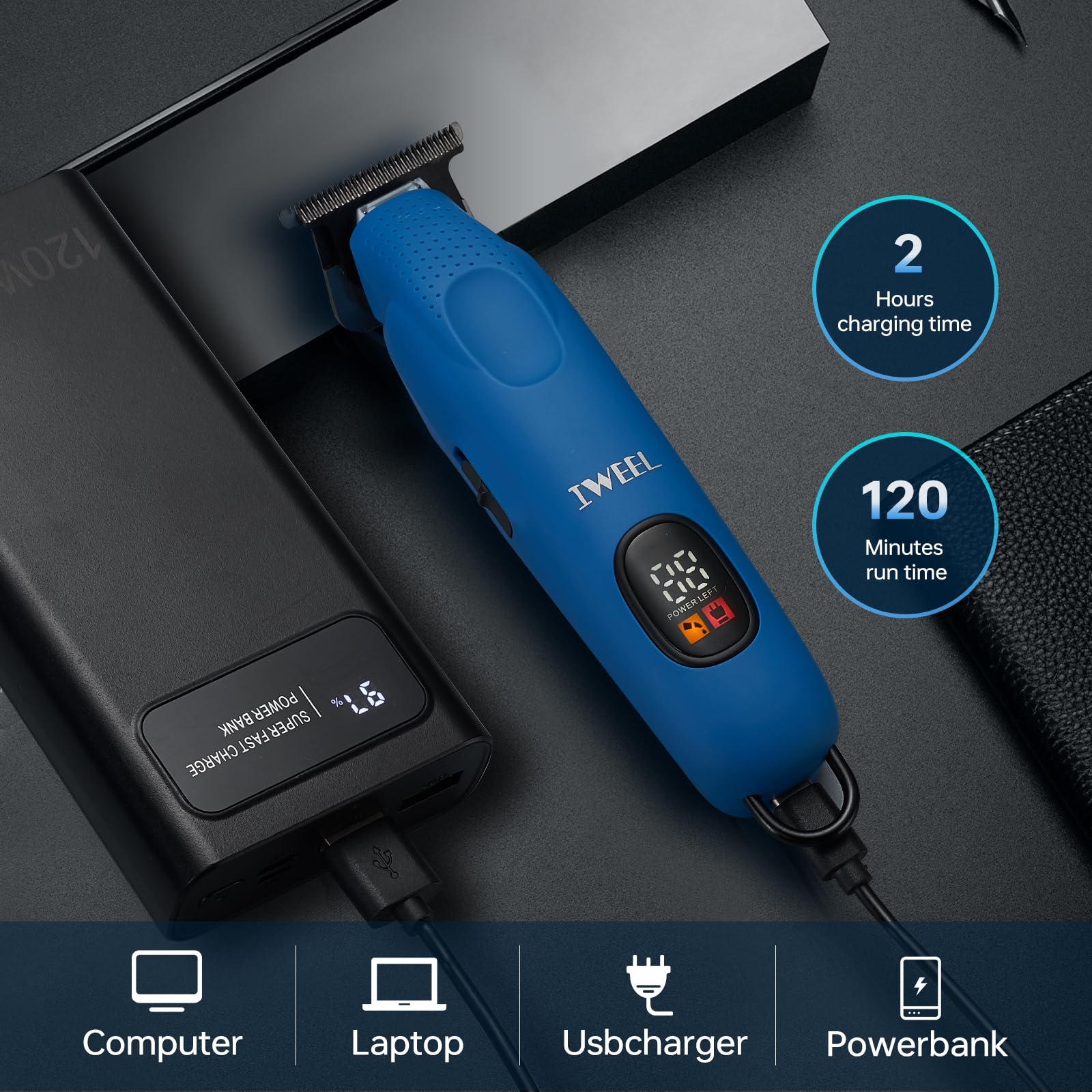 IWEEL rubber ergonomic handle giving secure slip-resistant grip